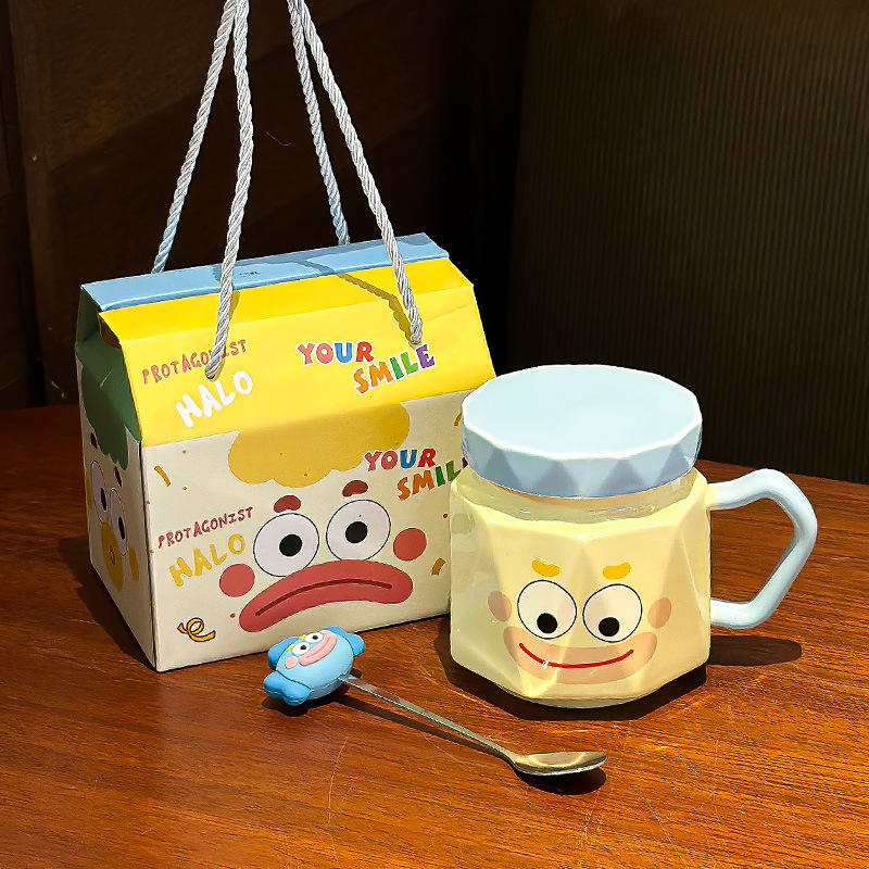 สีฟ้า (ฝาถ้วย ช้อน และกล่องของขวัญสำหรับพกพา)