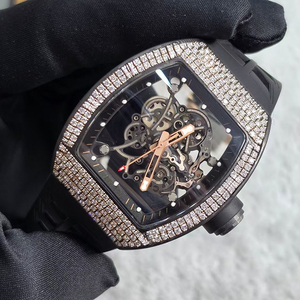 Reloj de Pulsera para Hombre, Estilo Real Élite, Caja de Oro Rosa, con Diamantes, Esqueletizado, Mecánico Automático, Resistente al Agua, Luminoso, a la Moda - Product Image 3