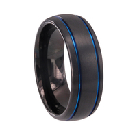Bague d'éternité 8 mm en carbure de tungstène plaqué zinc noir avec incrustation de résine rouge de Cheng Jewelers, idéale pour un anniversaire