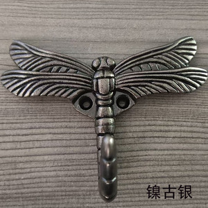 Dragonfly Wall Hook Cast Iron Antique Silver Finish For Coat And Cap Storage - Product Image 1