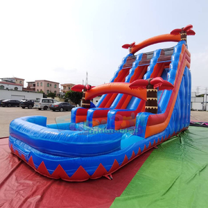 Toboggan aquatique gonflable commercial double piste, thème tropical, pour extérieur - Product Image 3