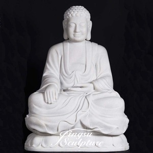 Diseño Popular Templo Blanco Buda de piedra de mármol estatua - Product Image 2