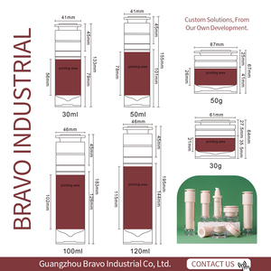 Bravo Packaging – Ensemble complet de flacons et pots cosmétiques minimalistes sans air en PETG de qualité alimentaire (120 ml, 100 ml, 50 ml, 30 ml, 50 g, 30 g) – OEM ODM - Product Image 6