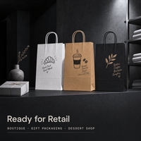 Sac en papier kraft blanc ECO avec poignée découpée, impression de logo personnalisé pour emballage de boutique, vente en gros