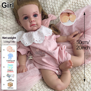 Boneka bayi silikon penuh 20 inci, untuk anak perempuan, boneka baru lahir imut, rambut panjang pirang, hadiah Festival putri manis usia <span class=keywords><strong>3</strong></span> + - Product Image 5
