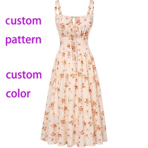All'ingrosso <span class=keywords><strong>donna</strong></span> elegante abito da sole vittoriano Casual senza maniche senza spalline <span class=keywords><strong>abiti</strong></span> floreali per feste estive - Product Image 1