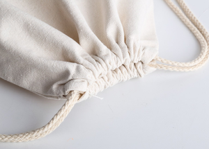 Sacs de shopping en toile avec cordon de serrage, en coton mousseline bio, écologiques, imprimés avec un logo personnalisé, emballage en tissu blanc promotionnel - Product Image 5