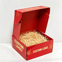 Caja de Cartón Roja Reciclable para Envíos, Caja de Cartón Corrugado Ecológica con Forma de Avión, Cajas de Embalaje de Papel para Cosméticos con Material de Relleno