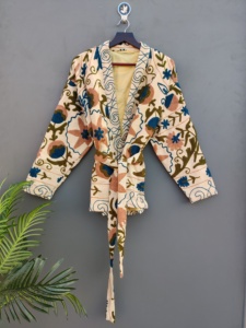 100% Best Quality Suzani Hand Embroidered Short Jacket Embroidery Kimono Robe Boho Style Classic Elegant Jacket - Product Image 2