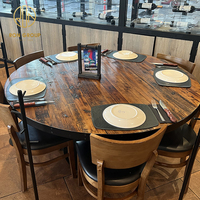 Ensemble de table et de chaises de restaurant en bois stratifié chêne, style moderne et commercial, sur mesure, de la marque Ron Group Industrial.