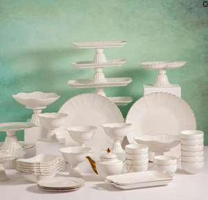 รองรับการปรับแต่ง ชุดอาหารค่ำหรูหราทันสมัย ทนทาน เป็นมิตรกับสิ่งแวดล้อม เคลือบพอร์ซเลนลายนูน ชุบทอง 16/18/24 ชิ้น มีสินค้าในสต็อก - Product Image 6