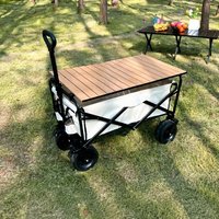 Chariot de camping pliable avec roues pivotantes - Chariot de transport métallique portable à poignée rétractable pour pique-nique et courses (OEM disponible)