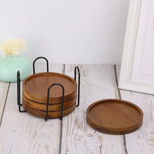 Wooden Stackable Reusable <b>Drink</b> <b>Coasters</b> Acacia Wood Round <b>Coasters</b> for Coffee Table Bar Home Desk Supplies - Product Image 5