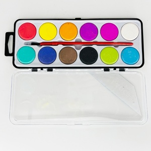 Ensemble de peinture aquarelle DIY pour enfants, 12 couleurs assorties, rondes, avec 1 pinceau, palette de peinture aquarelle - Product Image 3