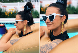 Cá Nhân Tùy Chỉnh Tên Tiếng Anh Cũ Dangle Earrings Acrylic Bông Tai Vàng Phụ Nữ Và Trẻ Em - Product Image 3