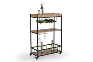Carrito de Vino de Diseño Elegante, Colección Bar, en Hierro y Madera, Acabado Negro Mango, Material de Madera de Mango y Tubería Metálica, Precio al por Mayor - Product Image 4