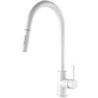 Robinet de cuisine monocommande en acier inoxydable blanc GEASAM avec commande tactile en céramique, eau froide et chaude, extractible, pour évier de lavabo