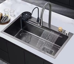 Venta caliente de acero inoxidable 201 304 Splash Guard Black Gold Faucet Kitchen Square Sink - Product Image 3
