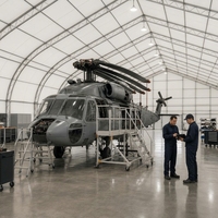 Hangar préfabriqué pour hélicoptères et avions, structure en alliage d'aluminium, entrepôt extérieur robuste, tente pour avions