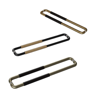 Tinyhobモダンミニマリスト無垢材ステンレス鋼ブロンズドアハンドルラウンドチューブ会議室フレームガラスドアハンドル - Product Image 1