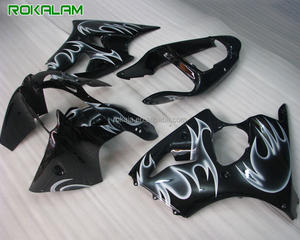 Para <span class=keywords><strong>Kawasaki</strong></span> carenado ZX6R 00 01 02 ZX636 ZX-6R ZX 6R <span class=keywords><strong>636</strong></span>, 2000, 2001, <span class=keywords><strong>2002</strong></span> blanco llama Negro carrocería carenados - Product Image 1