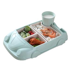 Prezzo di fabbrica per bambini in fibra di bambù piatto cibo per uso alimentare creativo separatore per auto Set scatola pranzo cibo - Product Image 4