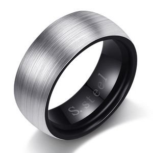 Stainless Steel <b>Couple</b> <b>Rings</b> 6 8 Mm Brushed Simple Design Wedding Band Unisex Rose Gold Black Color - Product Image 2