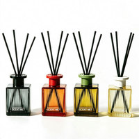 Diffuseur de parfum en verre côtelé de luxe, ensemble de diffuseurs à bâtonnets, étiquette privée, logo personnalisé, cylindre, huile longue durée, aromathérapie, parfum d'ambiance
