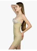 Vêtement post-opératoire une pièce à haute compression pour femme, couvrant la taille, l'abdomen et les fesses, avec fermeture avant