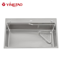 Évier de cuisine YINGTAO, best-seller, luxe, simple bac, carré, encastré, en acier inoxydable poli, avec garantie de 5 ans