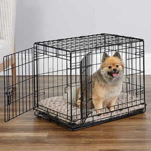 Çift kapı evcil hayvan kulubesi sandık kafes katlanabilir ağır köpek kafesi katlanabilir Metal büyük köpek kafesi - Product Image 6
