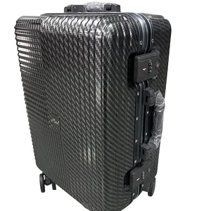 轻质铝框ABS + PC旅行拉杆包大容量硬边携带行李箱碳纤维粒盒