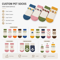 Chaussettes antidérapantes pour chiens et chats, double couche, semelle à points en caoutchouc, tricot doux et respirant pour la marche en intérieur, soin des pattes, logo personnalisé
