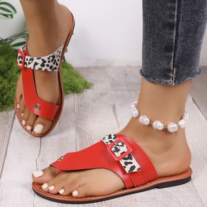 ashion European and American Plus Size <b>Leopard</b> <b>Print</b> Flat Open Toe <b>Slippers</b> Womens Retro Outer Wear Beach Cool Slipper231 231 - Product Image 2