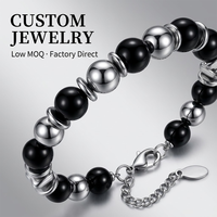 Bracelet Yogoo de luxe tendance pour homme avec perles d'agate, maillons intercalaires en acier inoxydable, fermoir mousqueton et chaîne d'extension pour soirée - Personnalisation OEM/ODM