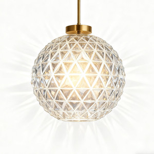 Lámpara colgante de globo de cristal transparente con accesorio de latón Accesorio colgante moderno para cocina Isla Comedor o <span class=keywords><strong>espacio</strong></span> habitable - Product Image 1
