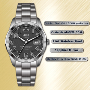 Reloj de cuarzo de acero inoxidable 1360 para hombre, con indicador de fecha, cierre desplegable analógico de lujo, resistente al agua hasta 30 m - Product Image 1