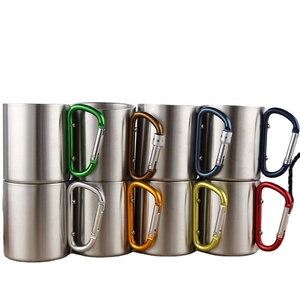 200ml 300ml Light <b>Camping</b> Travel Portable Double Wall Stainless Steel Carabiner Mug Handle 6-Hour Thermal Insulation - Product Image 6