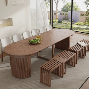 <span class=keywords><strong>Table</strong></span> à manger pliable entièrement en bois, rectangulaire, <span class=keywords><strong>3</strong></span> <span class=keywords><strong>mètres</strong></span>, haut de gamme, pour maison d'hôtes, hôtel, villa, <span class=keywords><strong>table</strong></span> ovale simple et moderne, 10 personnes - Product Image 1