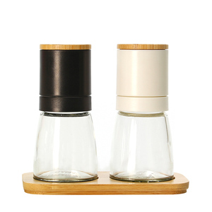 Tapa de bambú ABS para Molino de especias, tarro de vidrio x2 Premium con tapa de cerámica de 140ml, juego de molinillo de sal y - Product Image 3