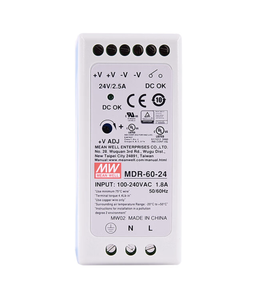 Alimentation à découpage industrielle MT-MDR-60-24 60W 24V 2.5A à montage sur rail DIN, entrée 85-264VAC - Product Image 1