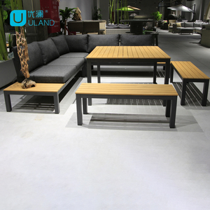 Uland – ensemble de canapés de jardin, Patio, meubles d'extérieur, cadre en aluminium, meubles en bois avec Table, canapé de salle à manger - Product Image 6