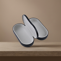 Étui à lunettes souple en cuir PU à double compartiment, 2 emplacements, miroir intégré, pour lunettes de soleil et de vue