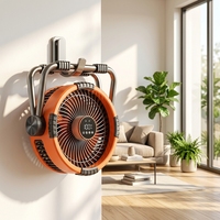 Nouveau modèle de ventilateur de camping de bureau avec écran LED, haute vitesse, moteur électrique sans balais contrôlé par application, batterie rechargeable 10000 mAh pour téléphone