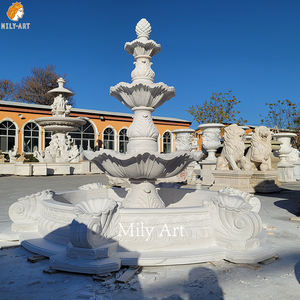 आउटडोर विला के लिए मिली सफेद संगमरमर तीन टियर गार्डन पानी के फव्वारे - Product Image 6