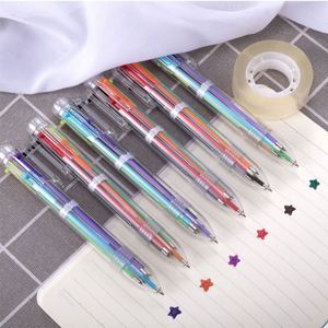 Hot Stationery Transparent Retractable 6 Color Multicolor <b>Pen</b> With Press Colorful Writing for Creative Kids Ball Ballpoint - Product Image 2