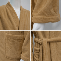 Peignoir de luxe personnalisé avec logo, style kimono, col en polyester flanelle marron pour boutique en ligne et salle de bain, pour femmes
