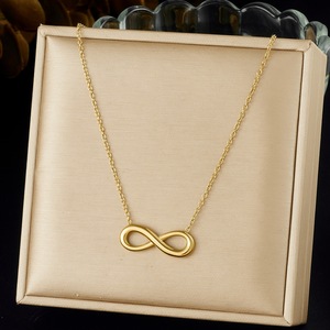 Gold Plated Infinity Pendant Necklace Stainless Steel Chain Everyday Wear Clavicle Chain Simple Fashionable Design - Product Image 1