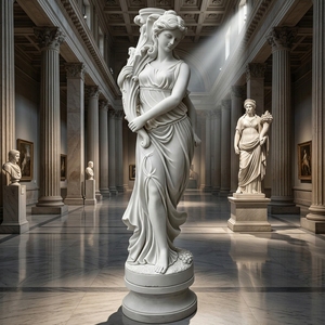 Statuetta Artigianale in Marmo di Carrara Abundantia/Ceres - Dimensioni Completamente Personalizzabili, Dettaglio Cornucopia e Finitura in Pietra - Product Image 5