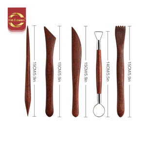 Xin Bowen Outils d'argile en bois DIY Ensemble d'outils en argile polymère pour modeler la sculpture <span class=keywords><strong>Kit</strong></span> d'outils de sculpture avec tablier - Product Image 2